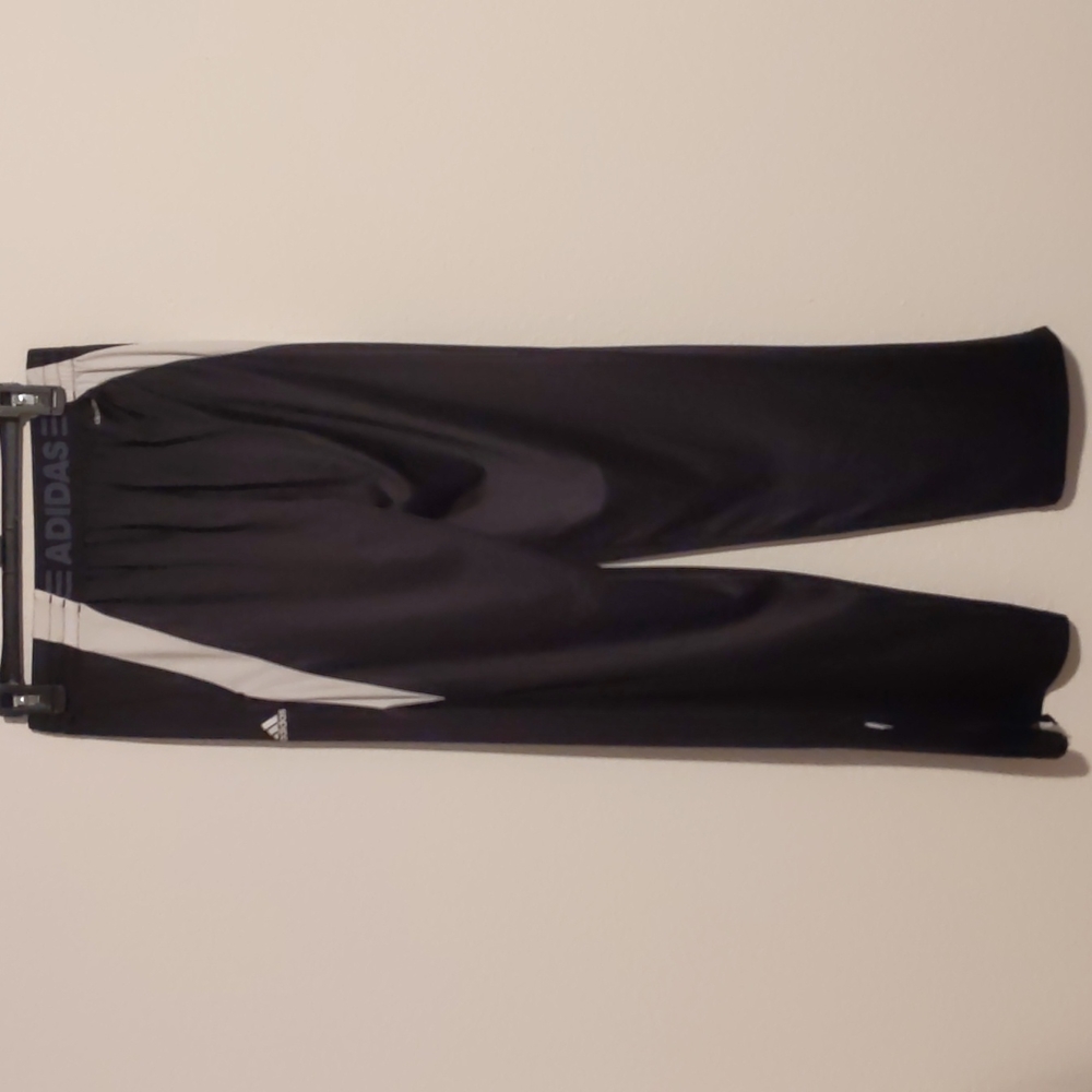 Adidas Climalite Track Joggers Pants Youth Black White Ankle Zip Large